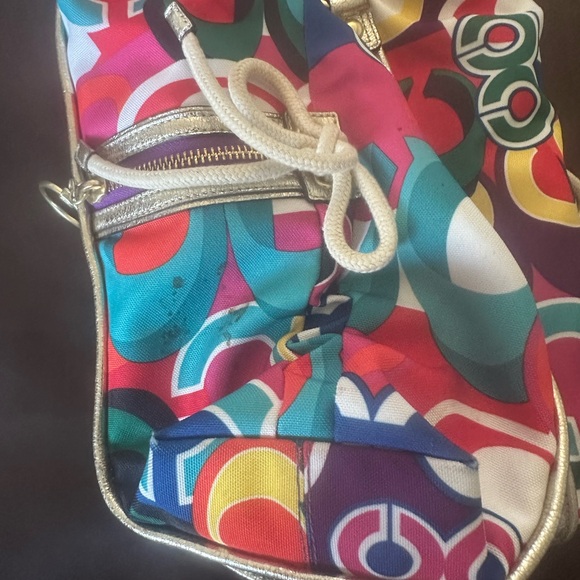 Coach Vintage Poppy Pop C Spotlight Tote Shoulder Bag Gold Multi C0973-13830 - Picture 8 of 13